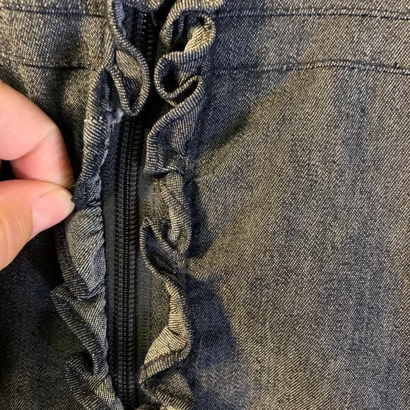 Sandro Studio Womens Denim Jacket Plus Size 3X Blue Ruffled Full Zip Boxy Career - Picture 4 of 8